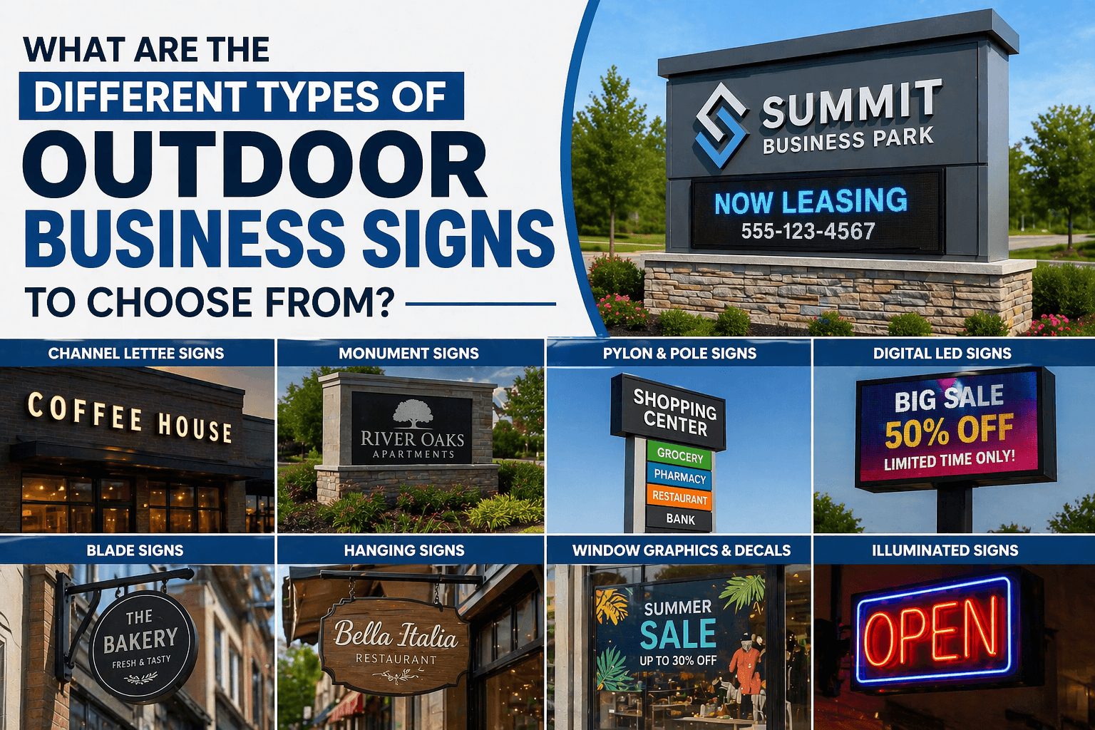 Types of Outdoor Business Signs | Complete Guide for Businesses