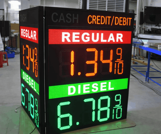 Gas station LED price signs