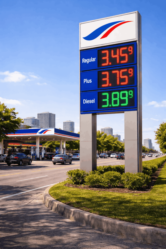 Gas station LED price signs