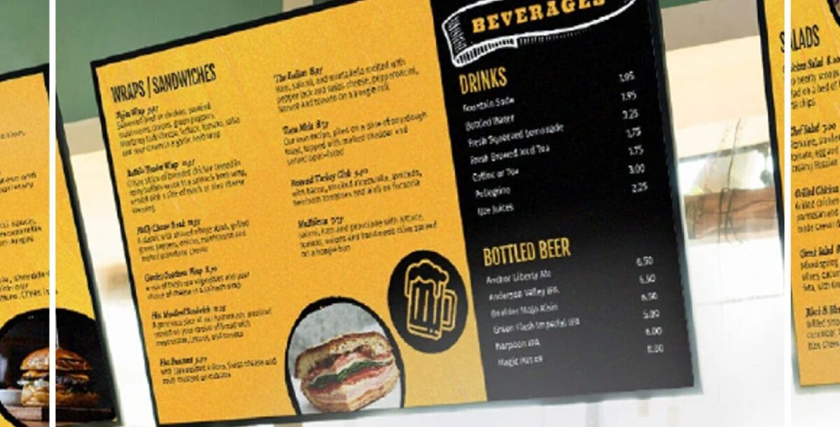 Sandwich shop digital menu board in Dallas