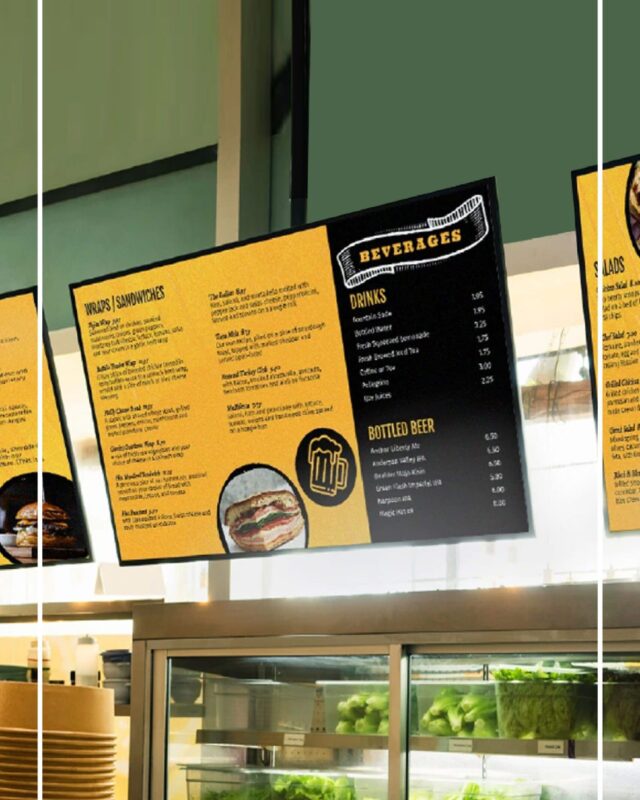 Sandwich shop digital menu board in Dallas